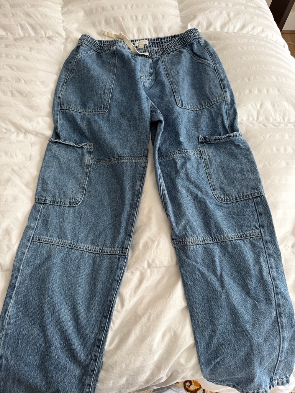 Sun + Stone Light Blue Relaxed Cargo Denim Jeans